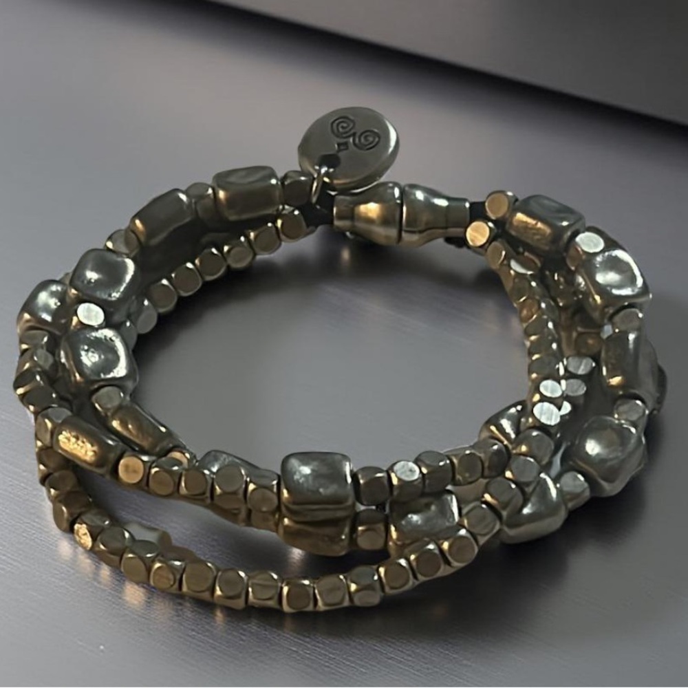Trades Silver Pewter Multi Strand Beaded Bracelet